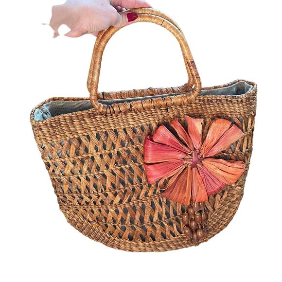 Woven Basket Tote Bag Coastal Grandma Vacation - Picture 3 of 8